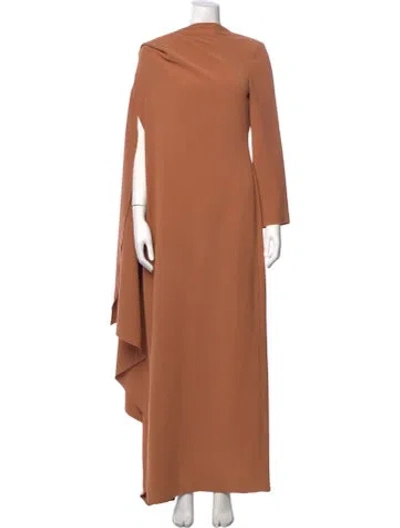 Pre-owned Solace London Mock Neck Long Dress In Orange