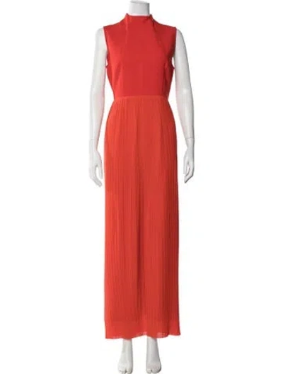 Pre-owned Solace London Mock Neck Long Dress In Orange