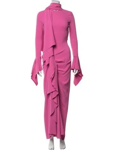Pre-owned Solace London Mock Neck Long Dress In Pink