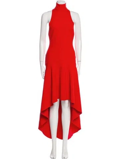 Pre-owned Solace London Mock Neck Long Dress In Red