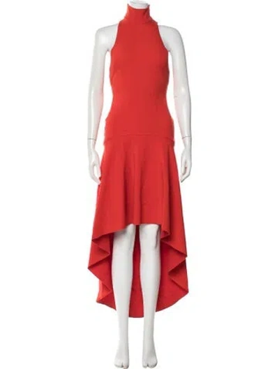 Pre-owned Solace London Mock Neck Long Dress In Red
