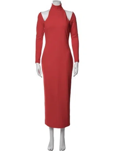 Pre-owned Solace London Mock Neck Long Dress In Red