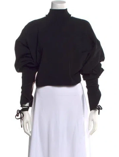Pre-owned Solace London Mock Neck Long Sleeve Crop Top In Black