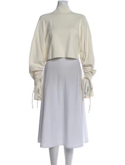 Pre-owned Solace London Mock Neck Long Sleeve Crop Top In Neutral
