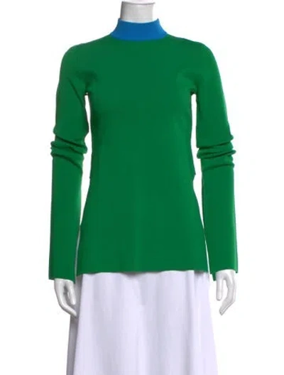 Pre-owned Solace London Mock Neck Long Sleeve Top In Green