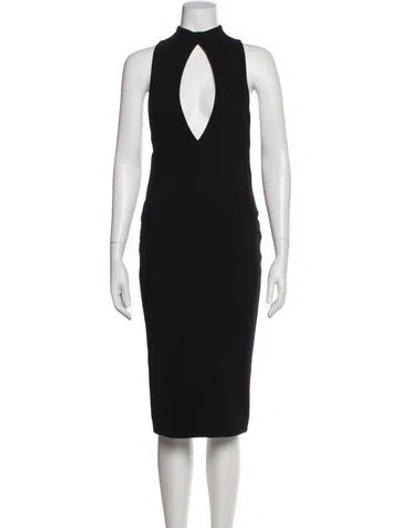Pre-owned Solace London Mock Neck Midi Length Dress In Black