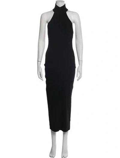 Pre-owned Solace London Mock Neck Midi Length Dress In Black