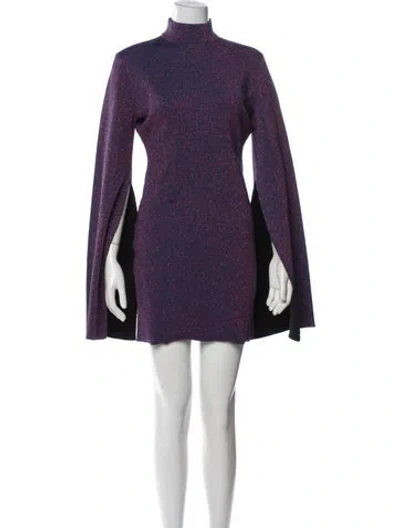 Pre-owned Solace London Mock Neck Mini Dress In Blue