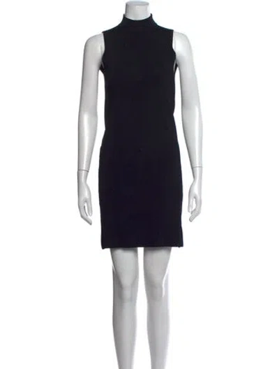 Pre-owned Solace London Mock Neck Mini Dress In Blue