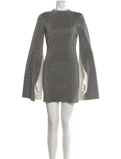Pre-owned Solace London Mock Neck Mini Dress In Gray