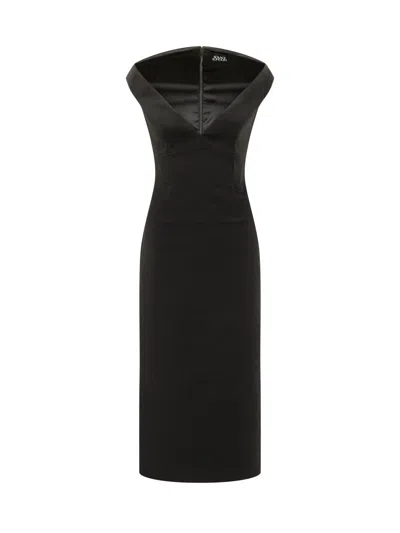 Solace London Monica Midi Suit With Sleek Neckline In Black