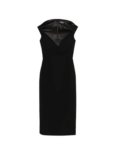 Solace London Monica Midi Dress In Black