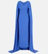 Solace London Morgan Caped Crêpe Gown In Blue