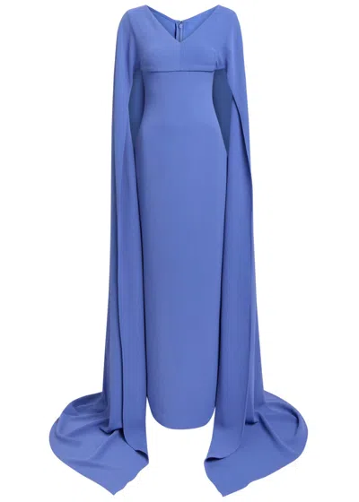 Solace London Morgan Draped Crepe Maxi Dress In Blue