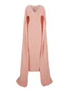 Solace London 'morgan' Pink Long Dress With V Neck And Rear Single Slit In Pink