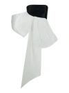 Solace London 'nadina' Black And White Top With Bow Detail In White