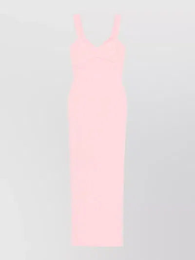 Solace London Nalani Maxi Dress Back Slit V Neck In Pink