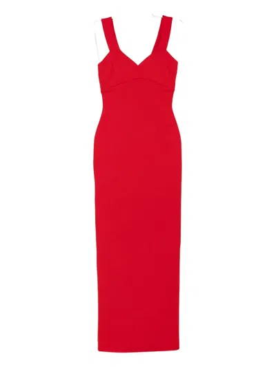 Solace London Nalani V-neck Maxi Dress In Red