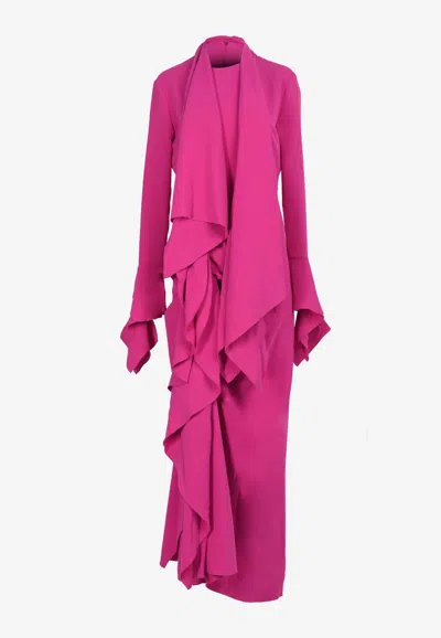 Solace London The Nella Draped Maxi Dress In Pink