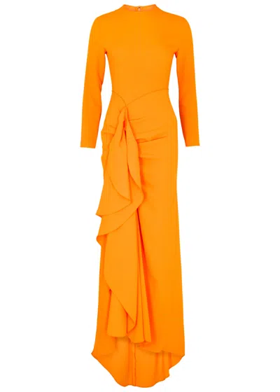 Solace London Nia Ruffled Maxi Dress In Orange