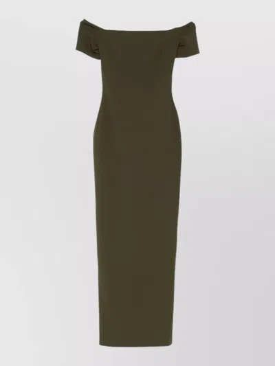 Solace London Nile Maxi Dress Off Shoulder Short Sleeves In Green
