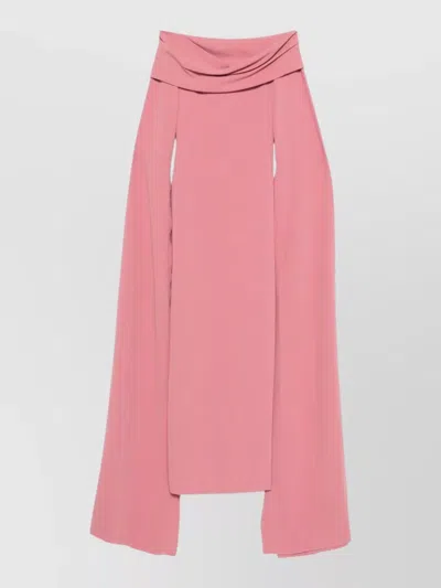 Solace London Nuri Off Shoulder Midi Occasion Dress In Pink