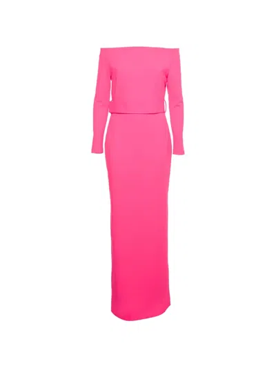 Pre-owned Solace London Off-shoudler Belt Maxi Dress In Pink