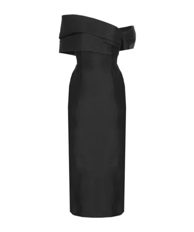 Solace London Off-shoulder Midi Dress In Black