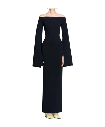 Solace London Marcella Off-the-shoulder Crepe Gown In Black