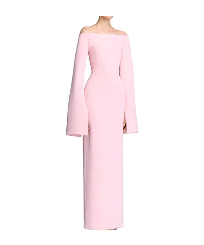 Solace London Sabina Off-the-shoulder Stretch-crepe Maxi Dress In Pink