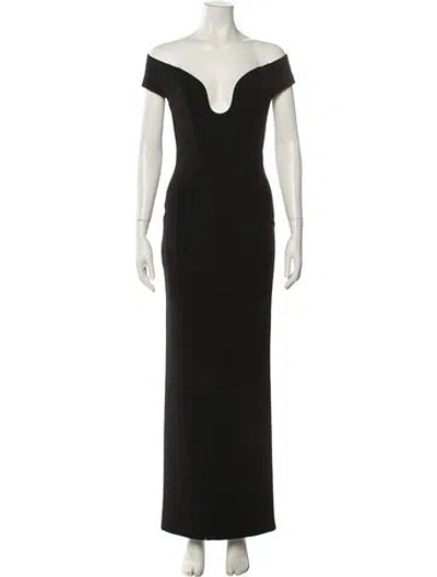 Pre-owned Solace London Off-the-shoulder Long Dress In Black