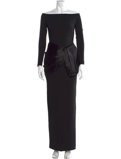 Pre-owned Solace London Off-the-shoulder Long Dress In Black