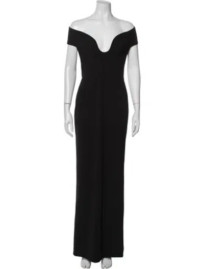 Pre-owned Solace London Off-the-shoulder Long Dress In Black