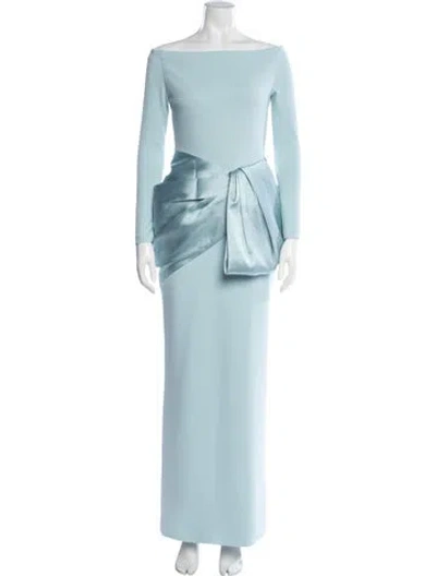 Pre-owned Solace London Off-the-shoulder Long Dress In Blue