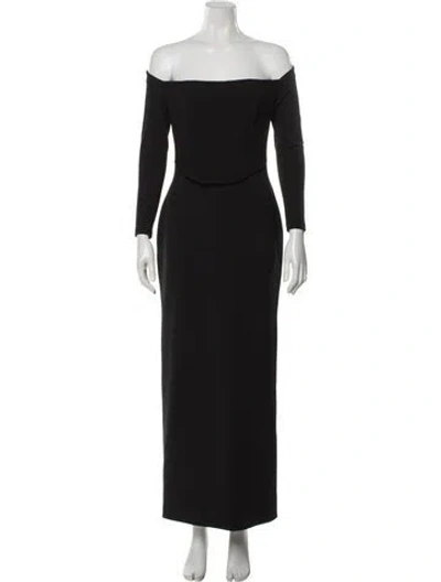 Pre-owned Solace London Off-the-shoulder Long Dress In Gray