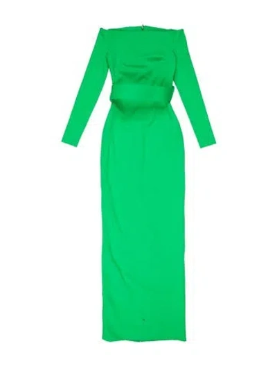 Pre-owned Solace London Off-the-shoulder Long Dress In Green