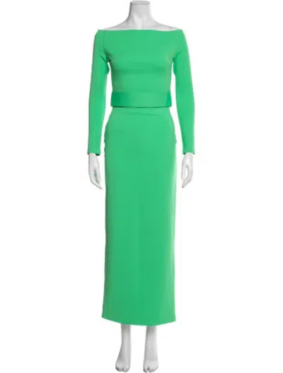 Pre-owned Solace London Off-the-shoulder Long Dress In Green