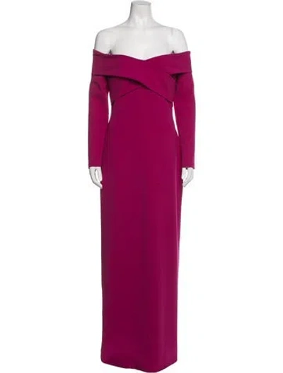 Pre-owned Solace London Off-the-shoulder Long Dress In Pink
