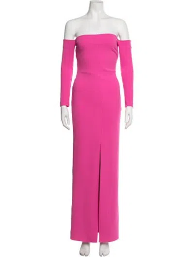 Pre-owned Solace London Off-the-shoulder Long Dress In Pink