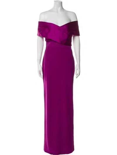 Pre-owned Solace London Off-the-shoulder Long Dress In Purple