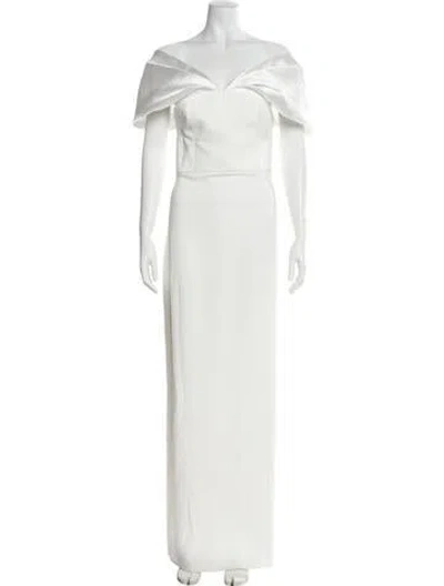 Pre-owned Solace London Off-the-shoulder Long Dress In White