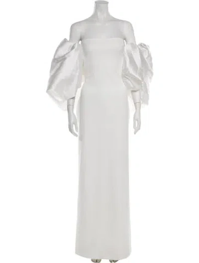 Pre-owned Solace London Off-the-shoulder Long Dress In White