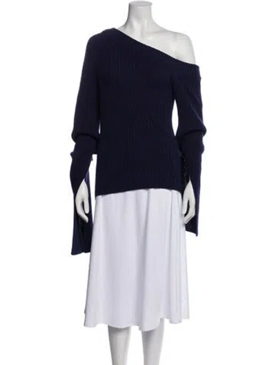 Pre-owned Solace London Off-the-shoulder Long Sleeve Top In Blue