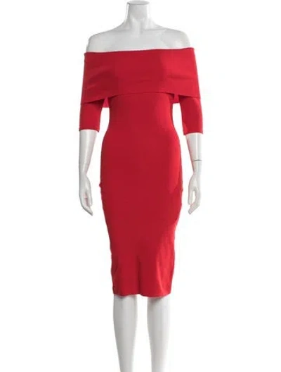 Pre-owned Solace London Off-the-shoulder Midi Length Dress In Red