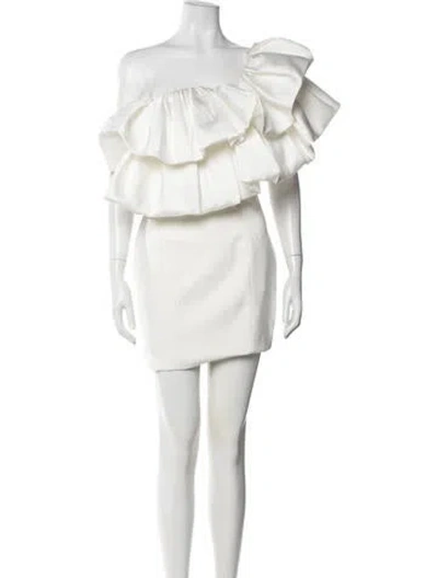 Pre-owned Solace London Off-the-shoulder Mini Dress In Neutrals
