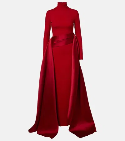 Solace London Olivia Satin-trimmed Gown In Red