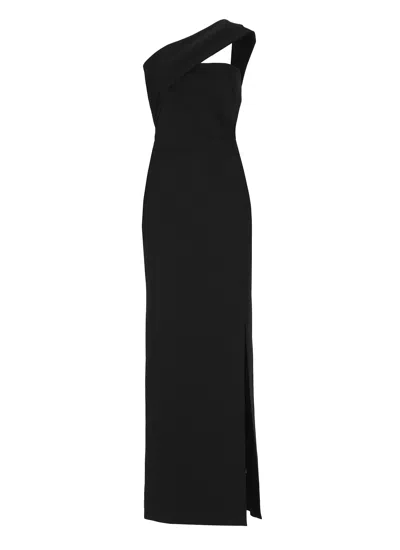 Solace London One-shoulder Dress In Black