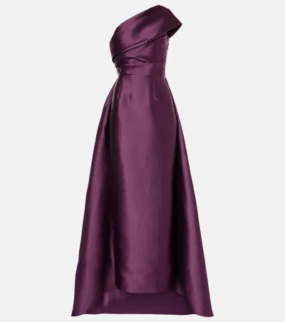 Solace London One-shoulder Twill Gown In Purple