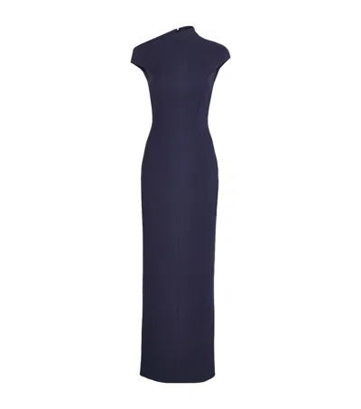 Solace London One-shoulder Arion Gown In Blue