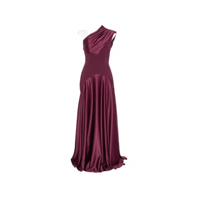 Solace London One-shoulder Draped Maxi Dress In Purple